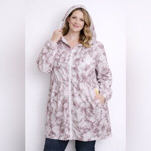 NWT C&C California Windbreaker Rain Jacket Tie Dye Hooded Drawstring Waist Med